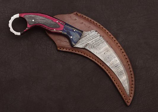 Best Handmade Damascus Karambit Damascus Steel Karambit Knife With Wood Handle