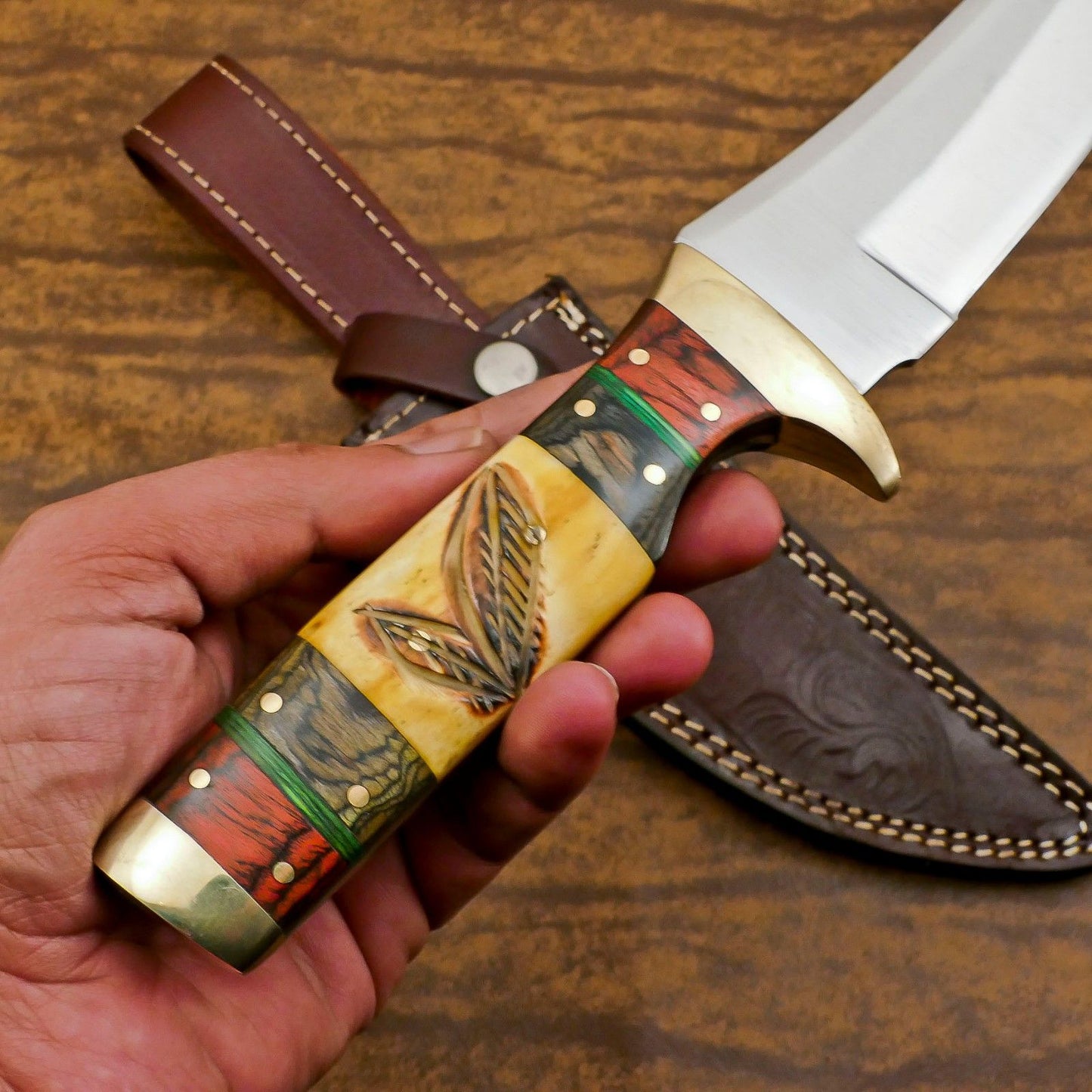 Handmade D2 Steel Full Tang Bowie Knife | Hunting & Camping Survival Blade