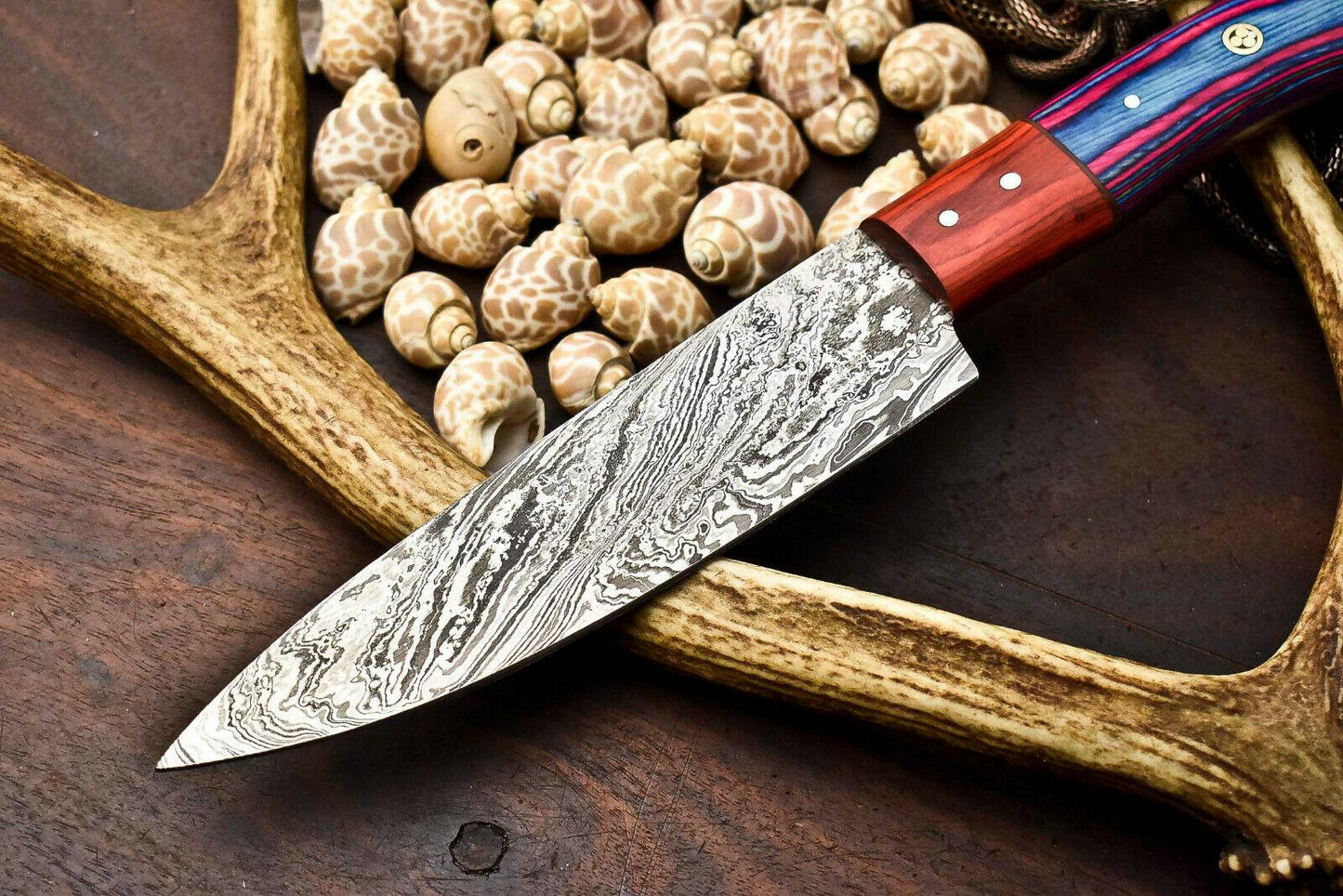12" Hand Made Damascus Steel Chef Knife | Full Tang Hard Wood Handle