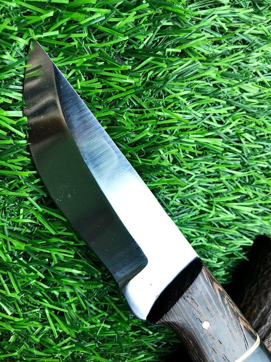 9" Handmade Stainless Steel Bowie Knife – Survival Hunting Blade with Leather Sheath