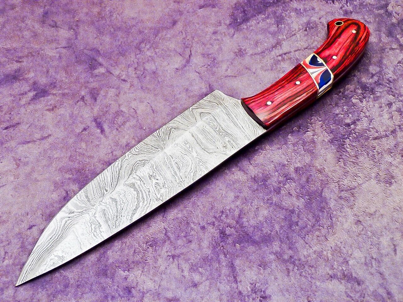 13.0" Handmade Damascus Steel Professional Chef Knife with Hardwood & Resin Handle