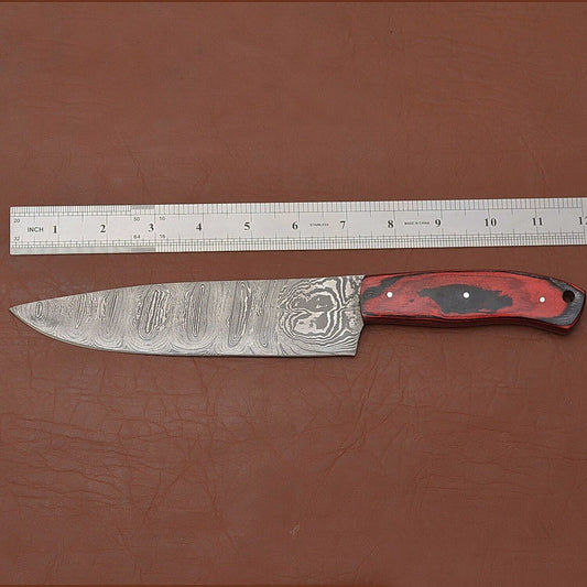 Custom Handmade Damascus Steel Chef Fillet Knife With Pakka Wood Handle