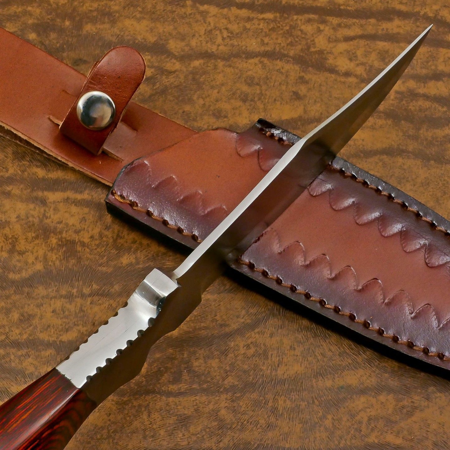 Custom Handmade 12 Inch D2 Steel Blade Hunting Bowie Outdoor Knife – Full Tang Survival Tool