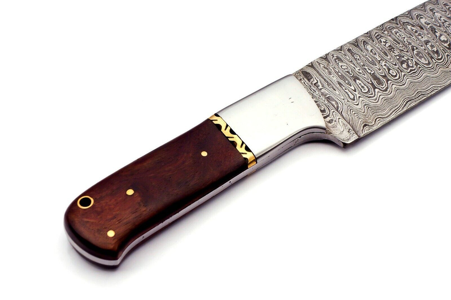 Handmade Damascus Steel Chef Knife with Rose Wood Handle and Leather Sheath