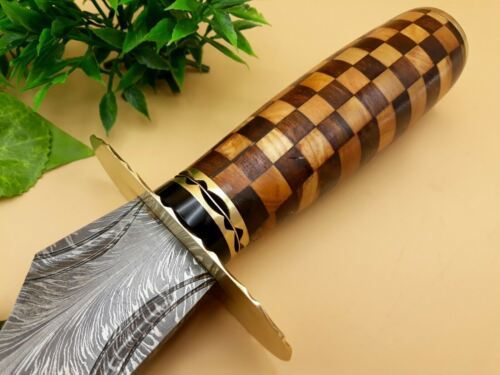The Shadow Hunter: 12" Double-Edge Forged Damascus Dagger with Burlwood Grip