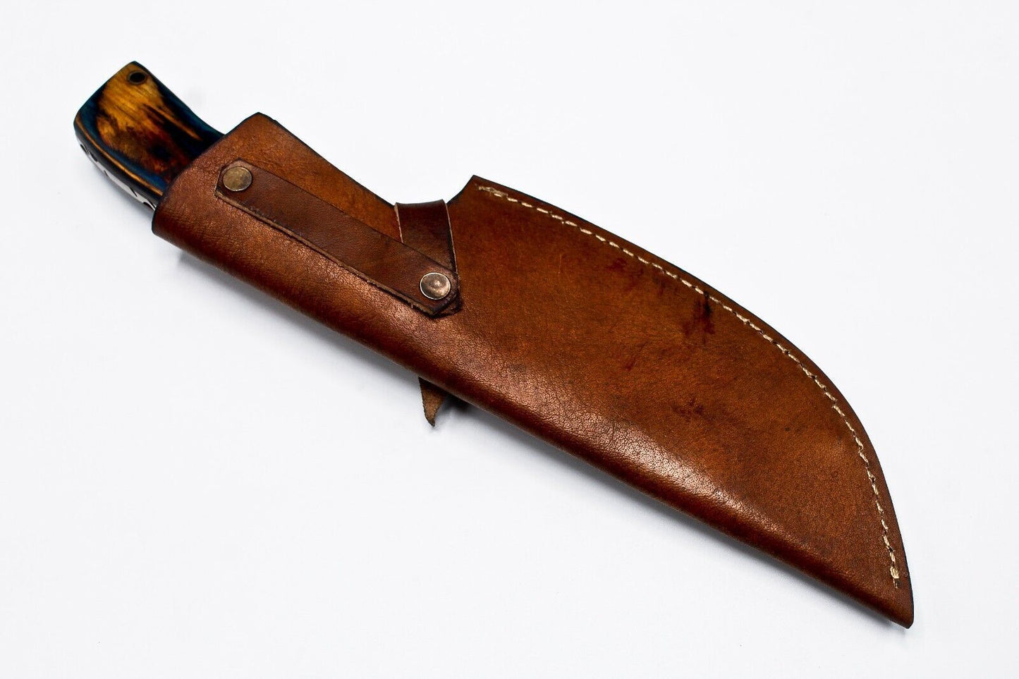 11.0’’ Handmade Damascus Steel Tracker Knife with Walnut Wood Handle and Leather Sheath – Hunting & Camping