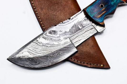 11.0’’ Handmade Damascus Steel Tracker Knife with Walnut Wood Handle and Leather Sheath – Hunting & Camping