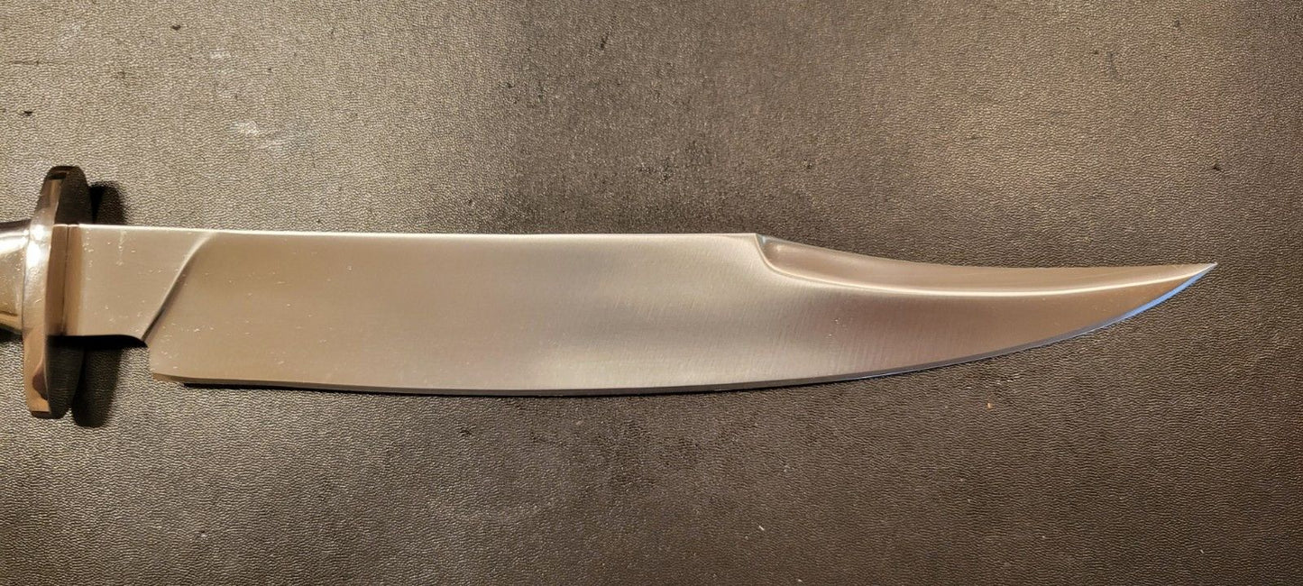 Custom D2 Steel Bowie Knife | 17" Brass Inlayed Burl Wood Handle with Leather Sheath