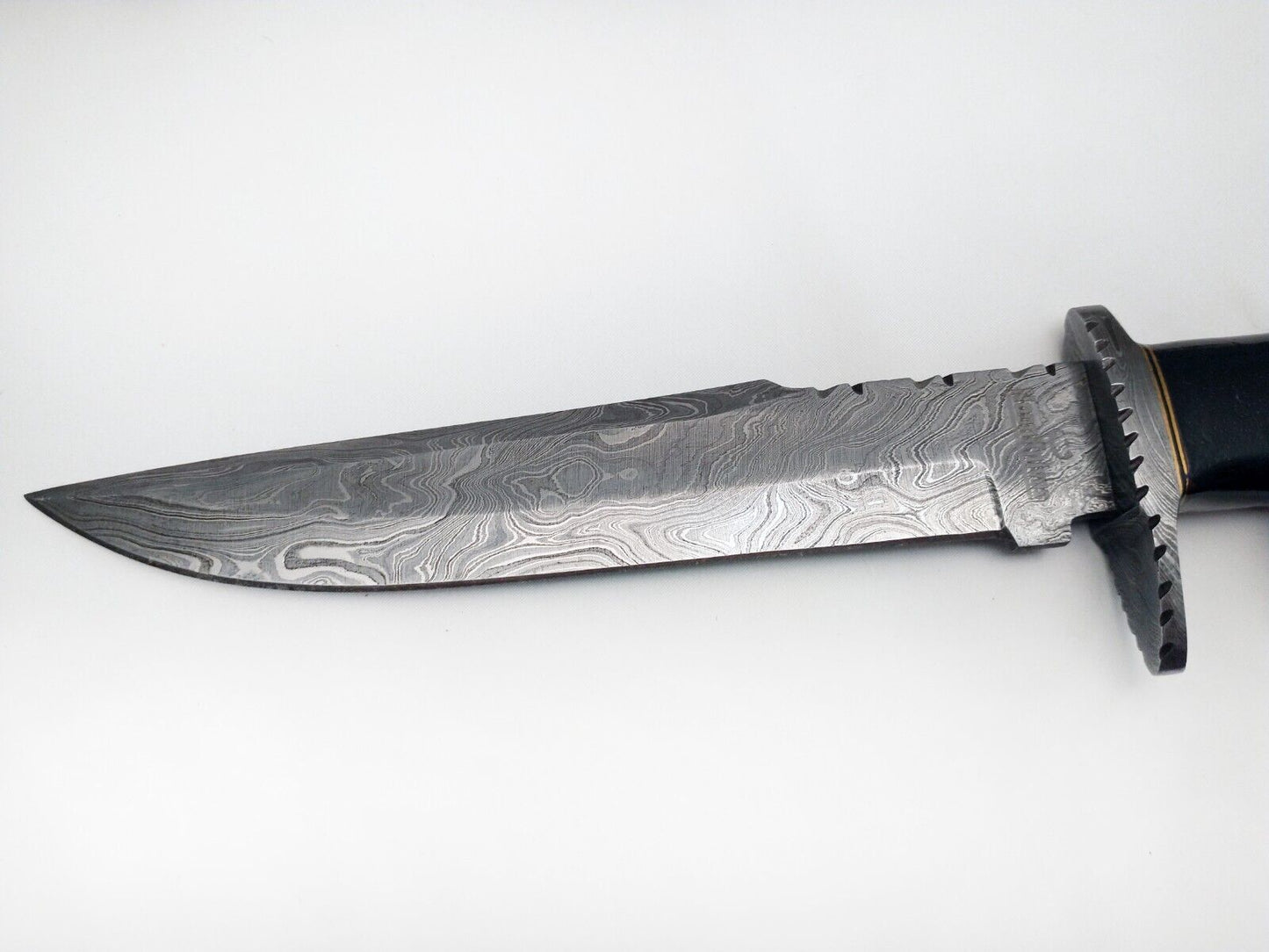 Heritage Forge Handmade Damascus Steel Bowie Knife with Rosewood Handle and Leather Sheath