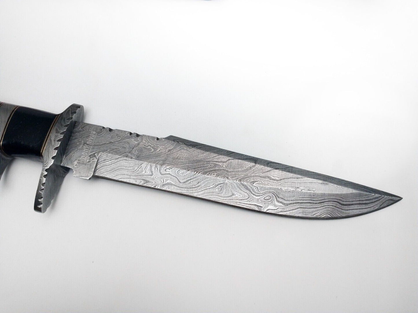 Heritage Forge Handmade Damascus Steel Bowie Knife with Rosewood Handle and Leather Sheath