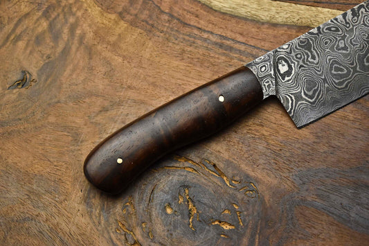 Handcrafted Full Tang Chef Knife – Real Damascus Steel Blade | Custom Sport Kitchen Knife