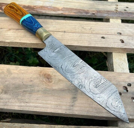 Handmade Damascus Steel Hunting & Chef Knife with Pakkawood Handle