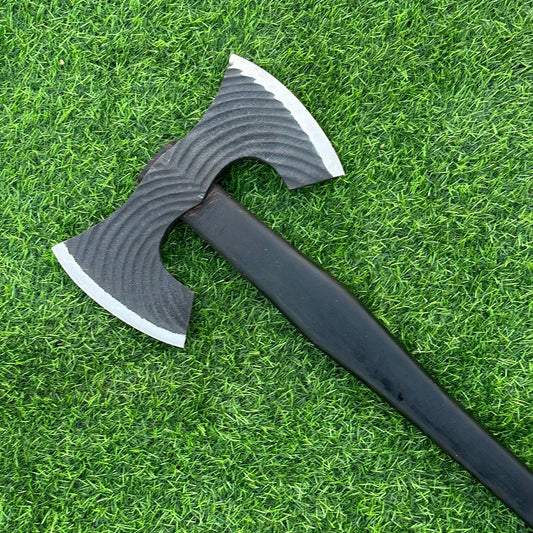 Handmade Double-Headed Viking Battle Axe – 24-Inch Carbon Steel Double Face Axe