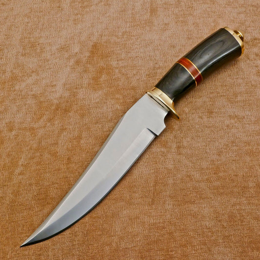 Handmade 12-Inch D2 Clip Point Fixed Blade Bowie Hunting Knife with Sheath