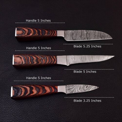 7-Piece Hand-Forged Damascus Steel Chef Knife Set with Leather Sheath – Pakka Wood Handles