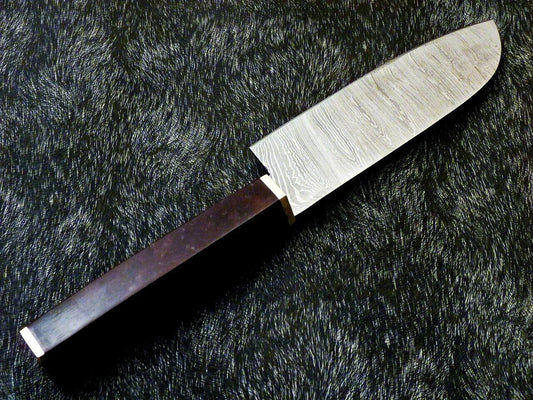 11" Custom Hand Forged Damascus Steel Chef Knife | Resin Handle & Brass Bolster