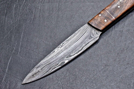 Custom Hand Made Damascus Steel Blade Chef Kitchen Knife with Wood Handle