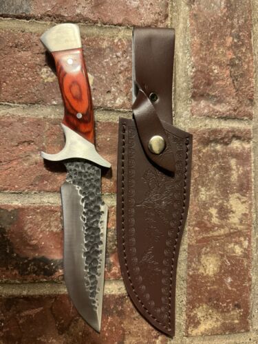 Custom D2 Tool Steel Bowie Knife with Walnut Wood Handle | Everyday Carry with Sheath