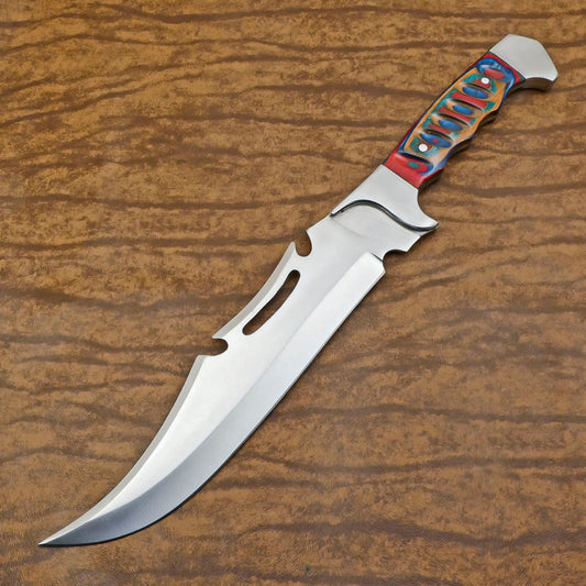 Rugged D2 Full Tang Bowie Knife | 12-Inch Blade with Pakka Wood Handle