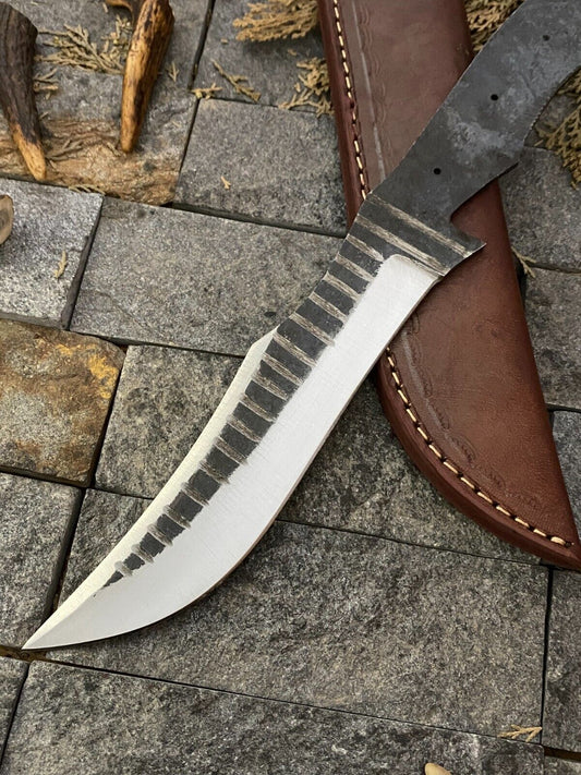 12 Inch Handmade D2 Steel Hunting Blank Blade Knife with High Polish Finish and Sheath