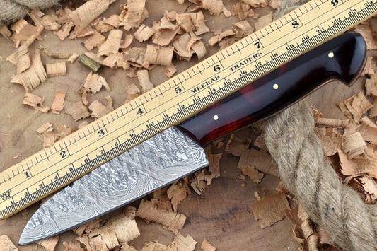 Custom Handmade Forged Damascus Steel Kitchen Chef Knife – Red & Black Resin Handle