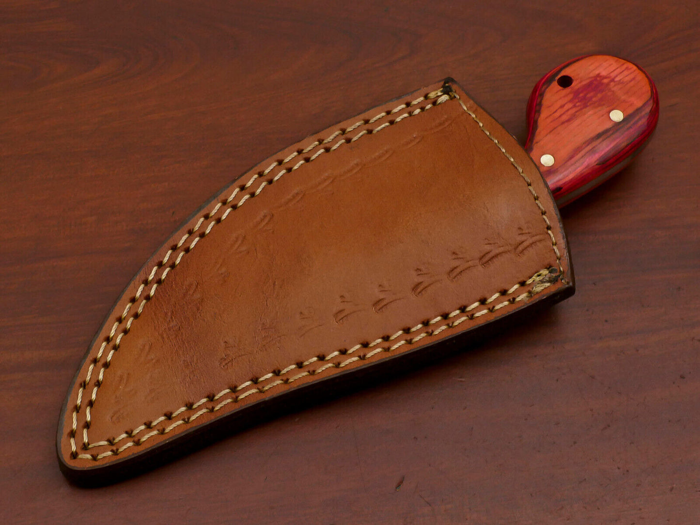 7" Stainless Steel Skinner Knife Full Tang Pakka Wood Handle with Leather Sheath