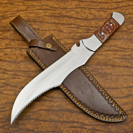 Handmade D2 Steel Full Tang Large Bowie Knife | 12" Hunting & Sport Blade