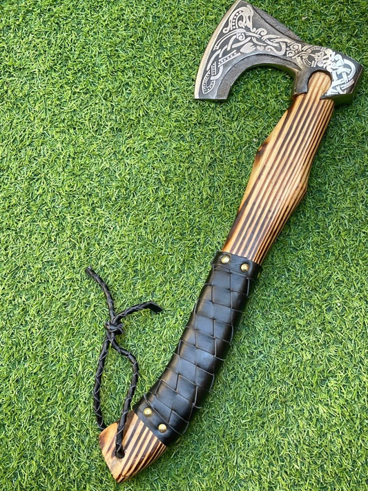 Hand-Forged Viking Hatchet – Premium 19" Carbon Steel Axe
