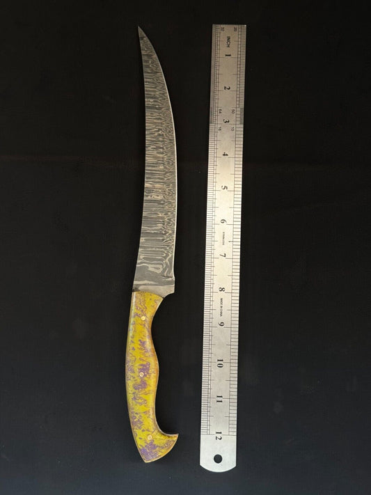 13" Damascus Fillet Knife Damascus Steel Fillet Knife for Kitchen With Resin Handle & Sheath