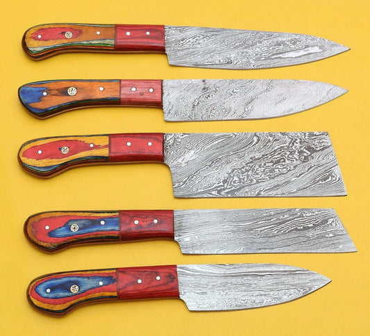 Kitchen Knife Set with Pakka Wood Handle – 256 Layers – Full Tang – Custom Forged