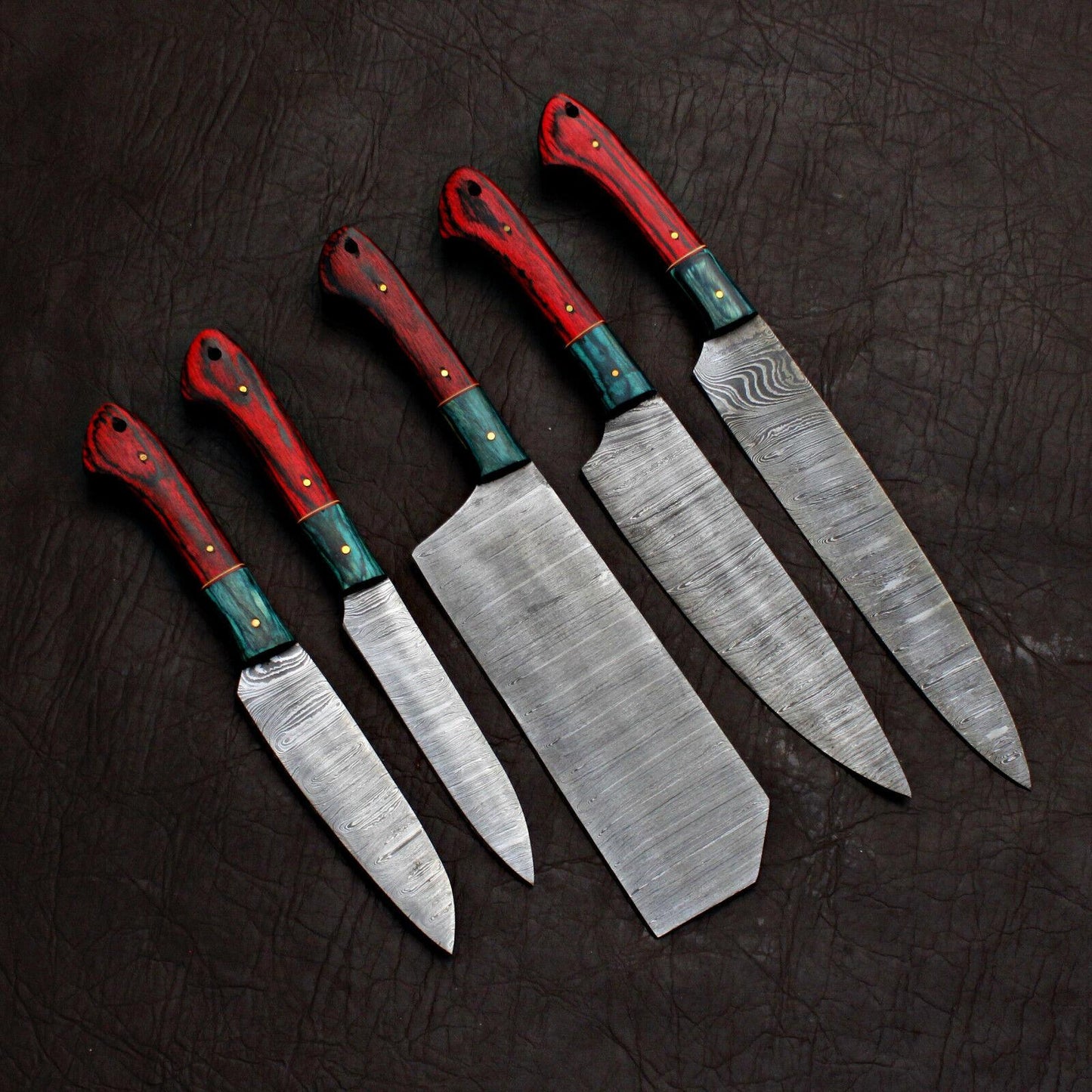 Black Beer 5-Piece Handmade Chef Knife Set – Damascus Steel Kitchen Knives