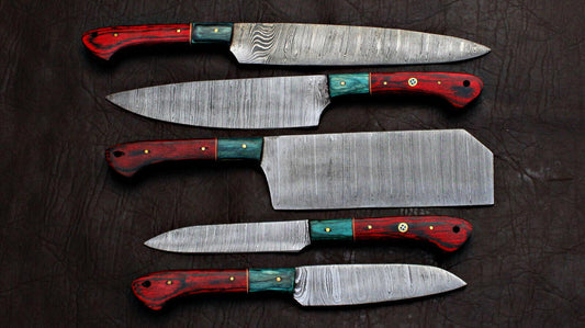 Black Beer 5-Piece Handmade Chef Knife Set – Damascus Steel Kitchen Knives