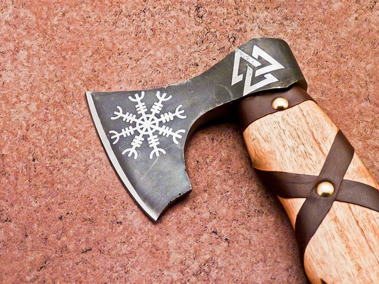 Handmade 12-Inch Viking Bearded Axe – Carbon Steel Camping and Hunting Hatchet