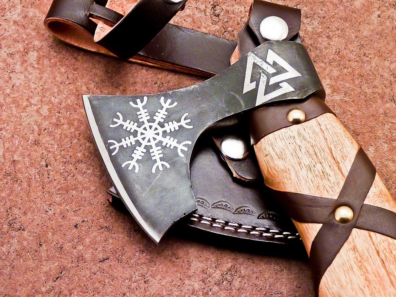 Handmade 12-Inch Viking Bearded Axe – Carbon Steel Camping and Hunting Hatchet