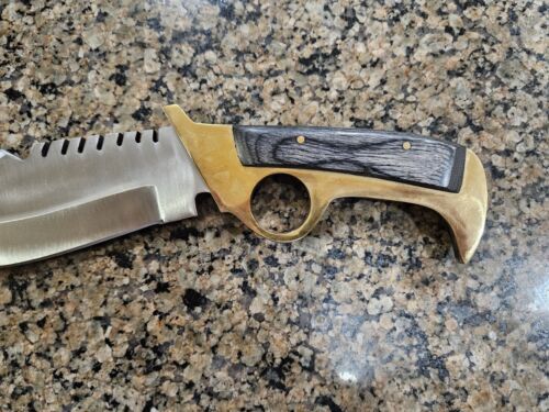 Handmade D2 Steel Bowie Hunting Knife | Brass Handle Full Tang 12"