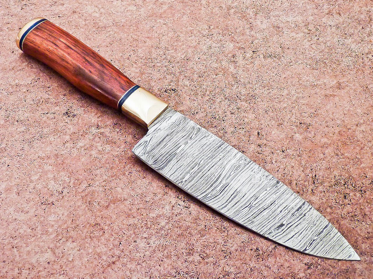 13 Inch Damascus Steel Chef Knife – Handmade Kitchen Knife with Wooden Handle
