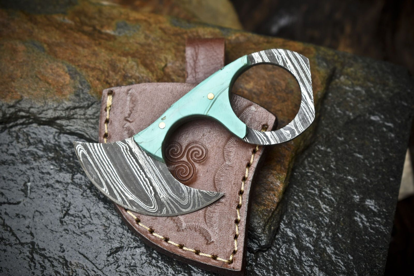 4" Twist Damascus Skinner Knife Micarta Handle Handmade Hunting EDC Tool