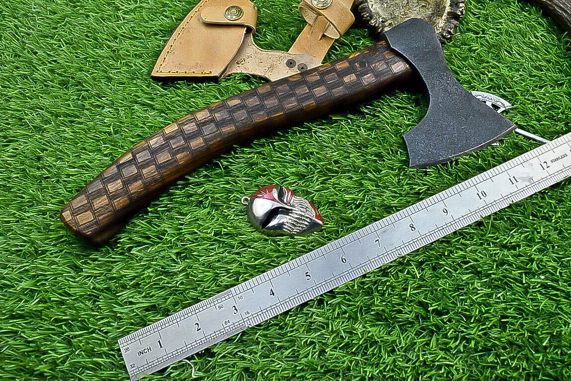 Authentic Viking Axe – Handcrafted Carbon Steel Tomahawk with Leather Sheath