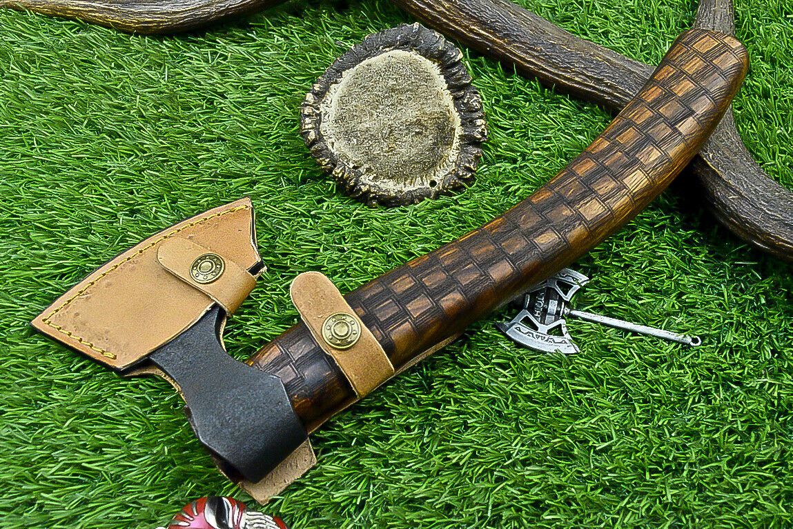 Authentic Viking Axe – Handcrafted Carbon Steel Tomahawk with Leather Sheath