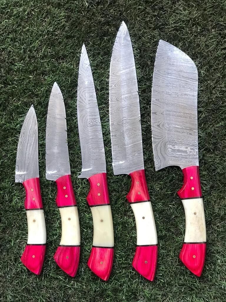 9"-13" Custom Hand-Forged Twist Damascus Steel Chef Knife Set Hunting Knife