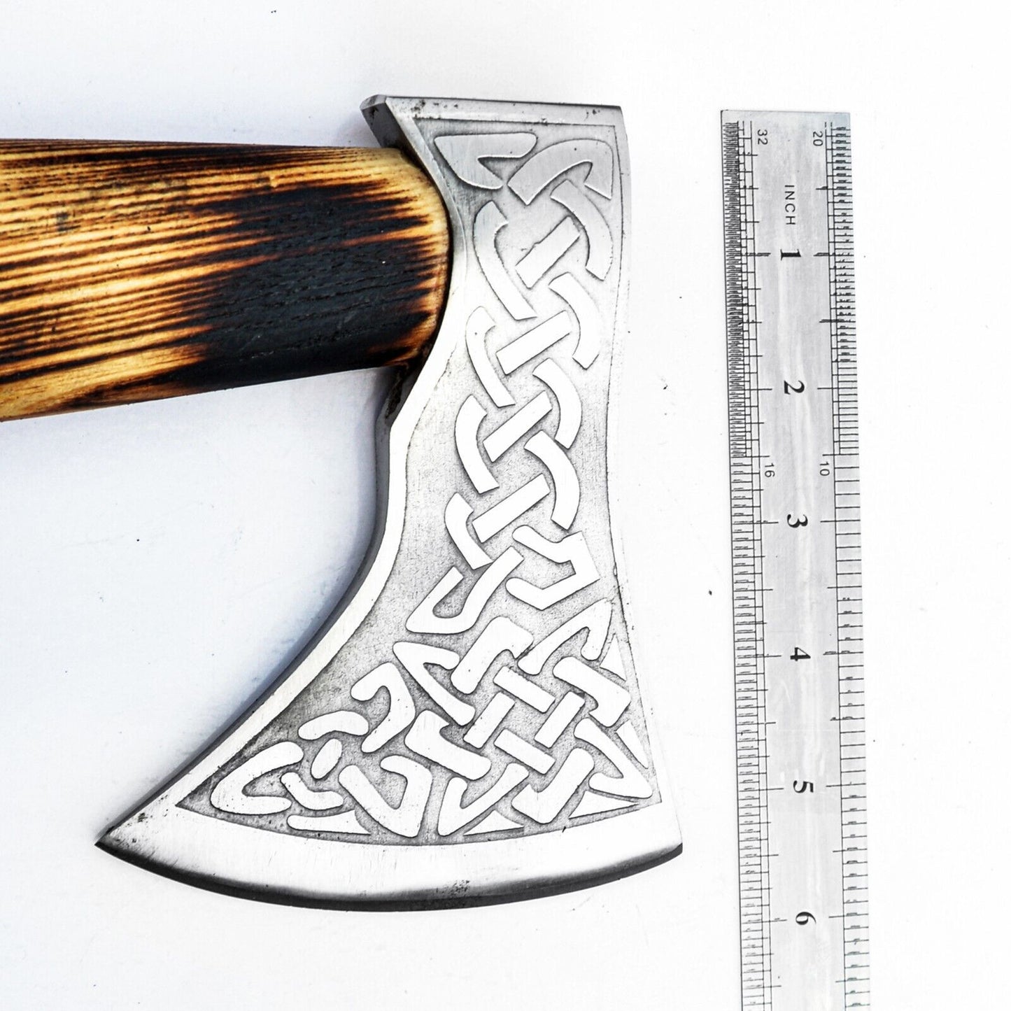 Hand Forged Viking Axe 19 Inch Carbon Steel Battle Ready Throwing Hatchet with Ash Wood Handle and Leather Sheath