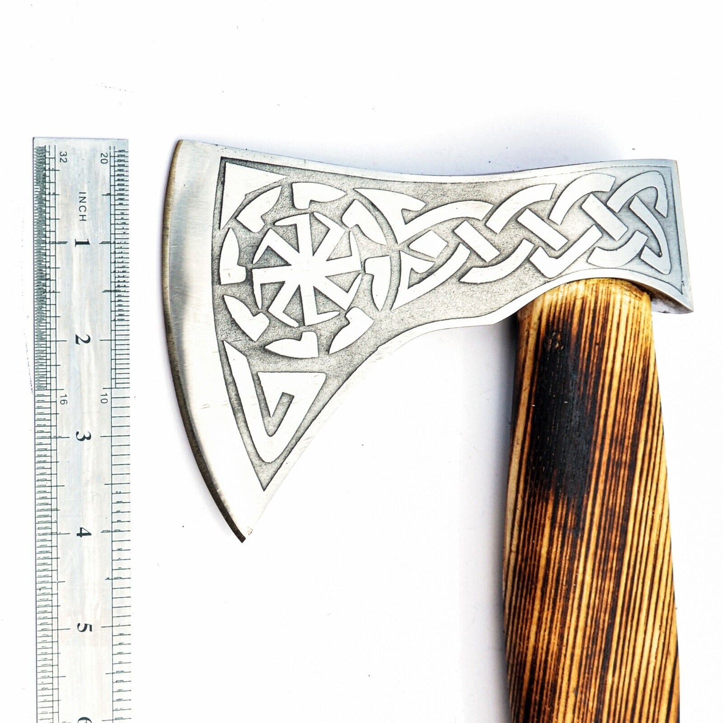 Hand Forged Viking Axe 19 Inch Carbon Steel Battle Ready Throwing Hatchet with Ash Wood Handle and Leather Sheath