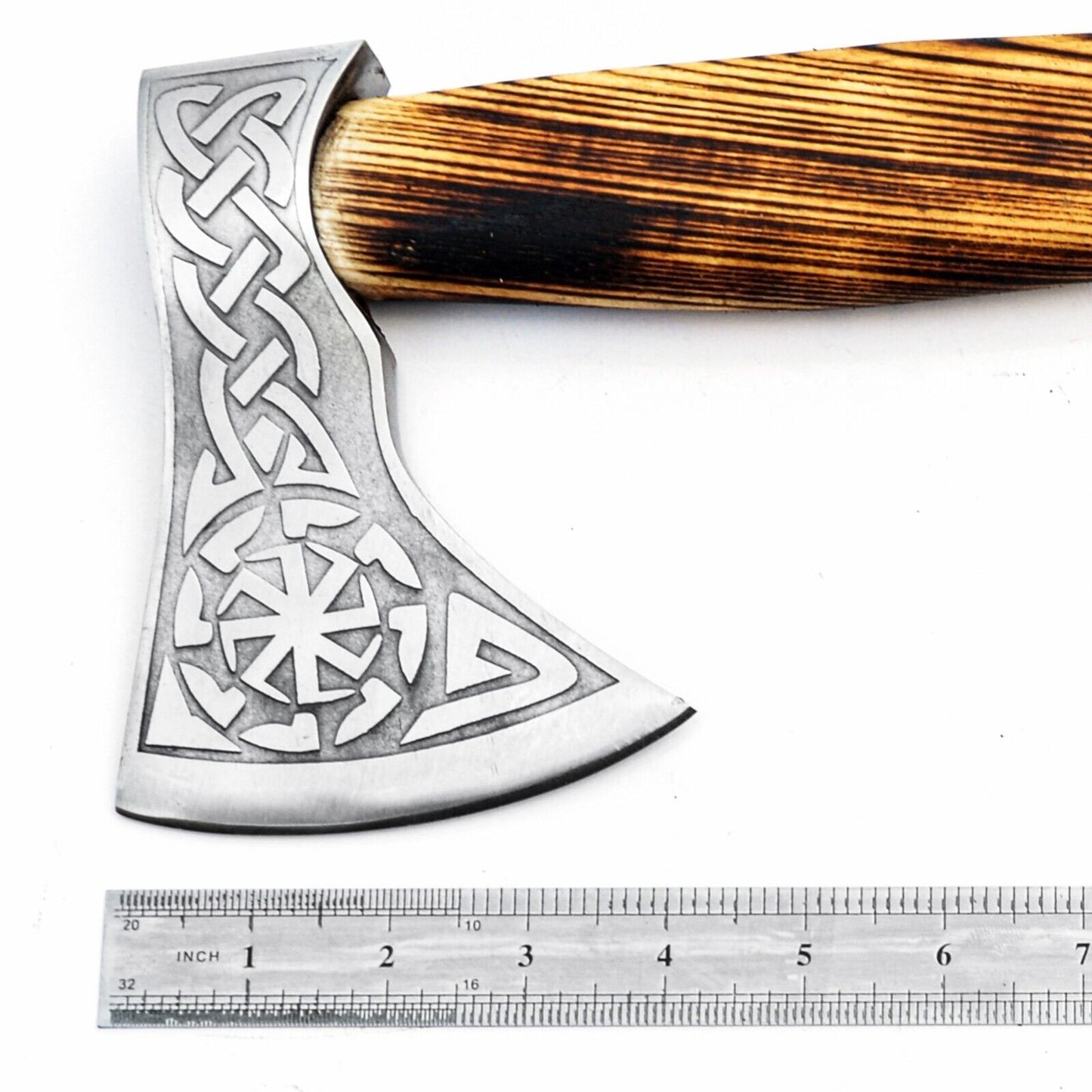 Hand Forged Viking Axe 19 Inch Carbon Steel Battle Ready Throwing Hatchet with Ash Wood Handle and Leather Sheath