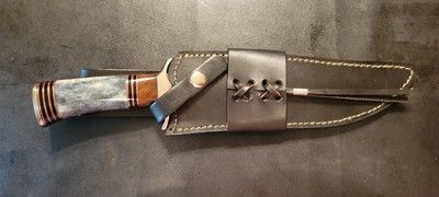 12 Inch Custom D2 Steel Hunting Bowie Knife with Camel Bone Handle & Leather Sheath