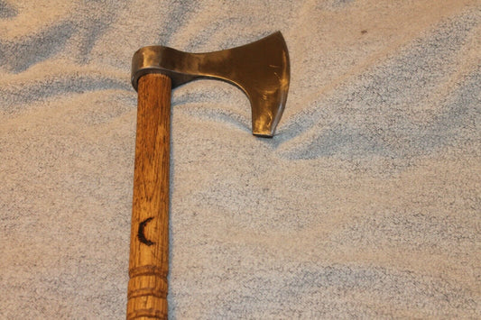 Cold Steel Viking Axe Razor Sharp Carbon Steel with Custom Stained Handle and Leather Sheath