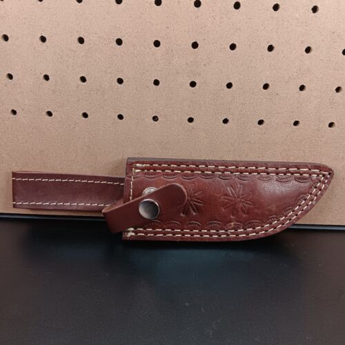 Heritage Forge Used Damascus Steel Bowie Hunting Knife with Sheath Pre-Owned