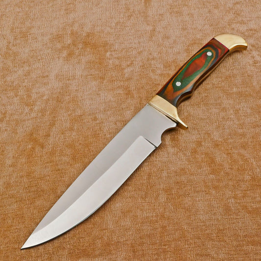 Premium Handmade D2 Steel Full Tang Bowie Knife with Brass Guard