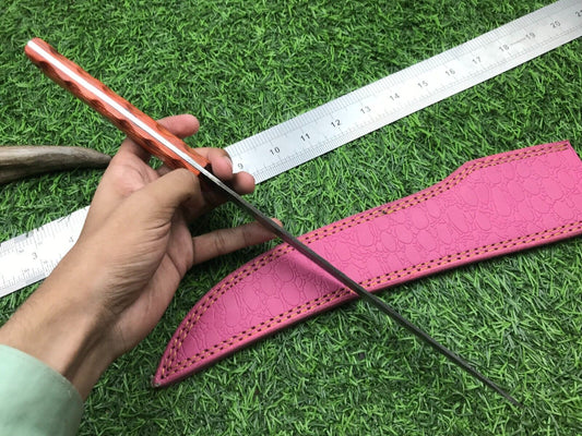 14'' Handmade Damascus Steel Fillet Knife & Best Fillet Knife Pakka Wood Handle W/Sheath