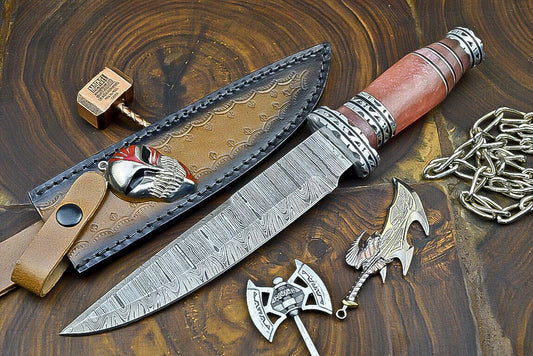 Heritage Forge 12 Inch Resin Handle Damascus Steel Bowie Knife for Hunting and Camping