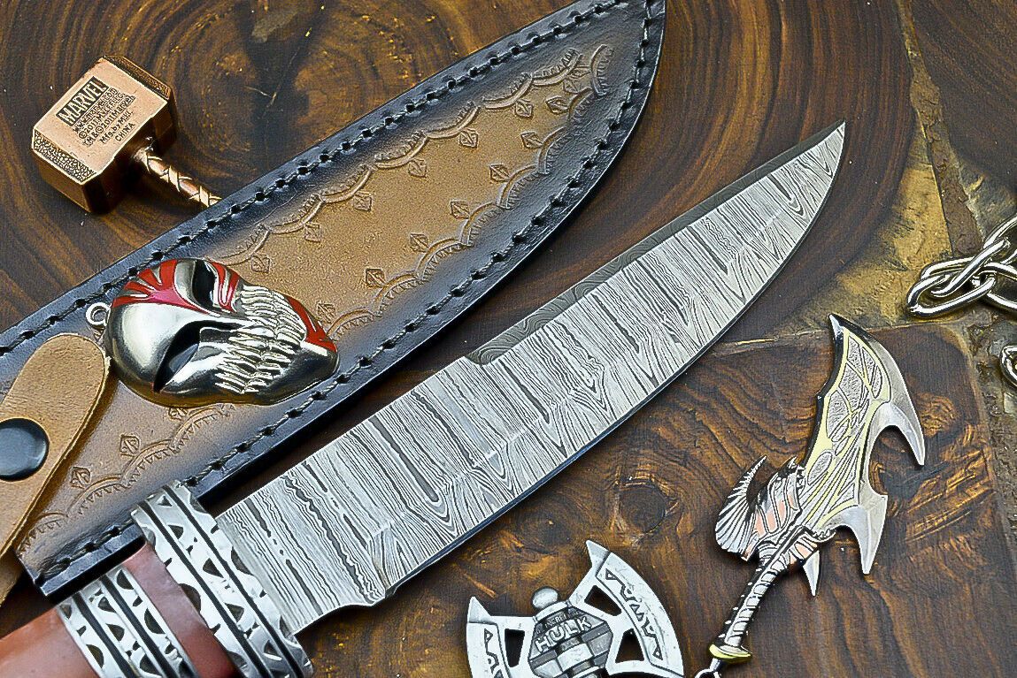 Heritage Forge 12 Inch Resin Handle Damascus Steel Bowie Knife for Hunting and Camping